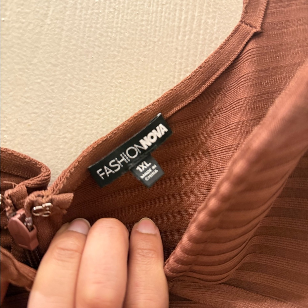 Fashion Nova Chocolate Cut-Out Midi Dress - Picture 2 of 3